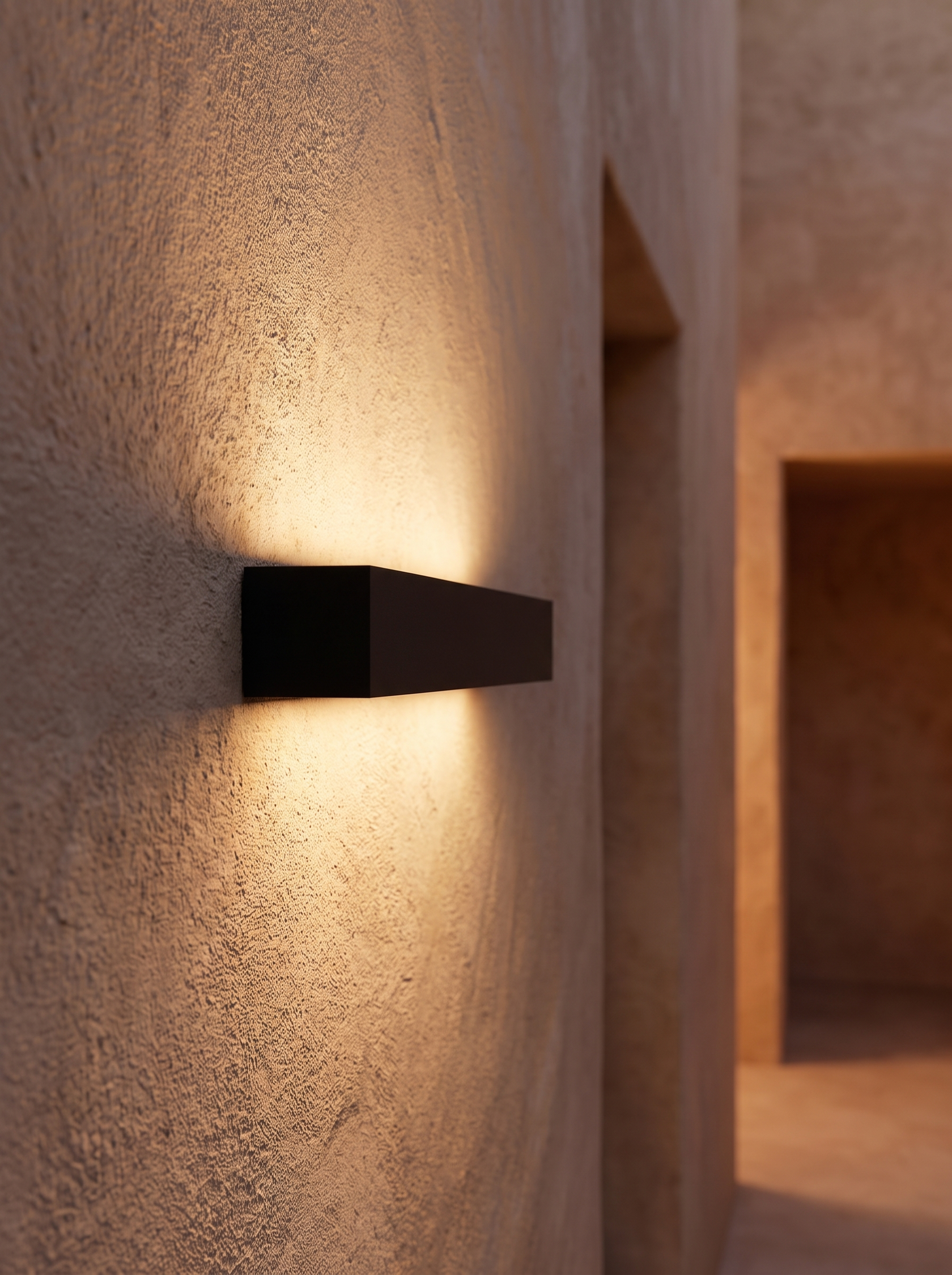 Faro linear porch light seen from the side showing how shallow it sits against the wall