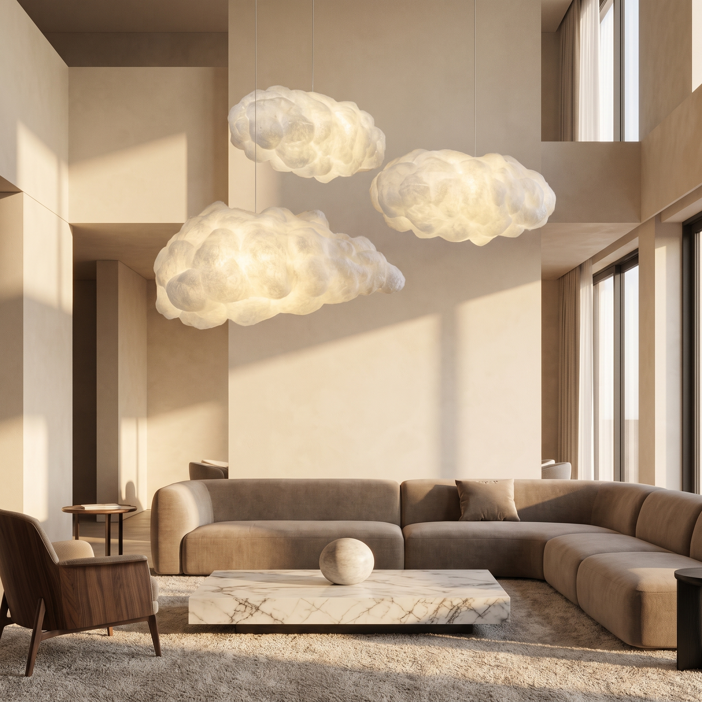 Nimbus Cloud Pendant Light in a minimalist living room